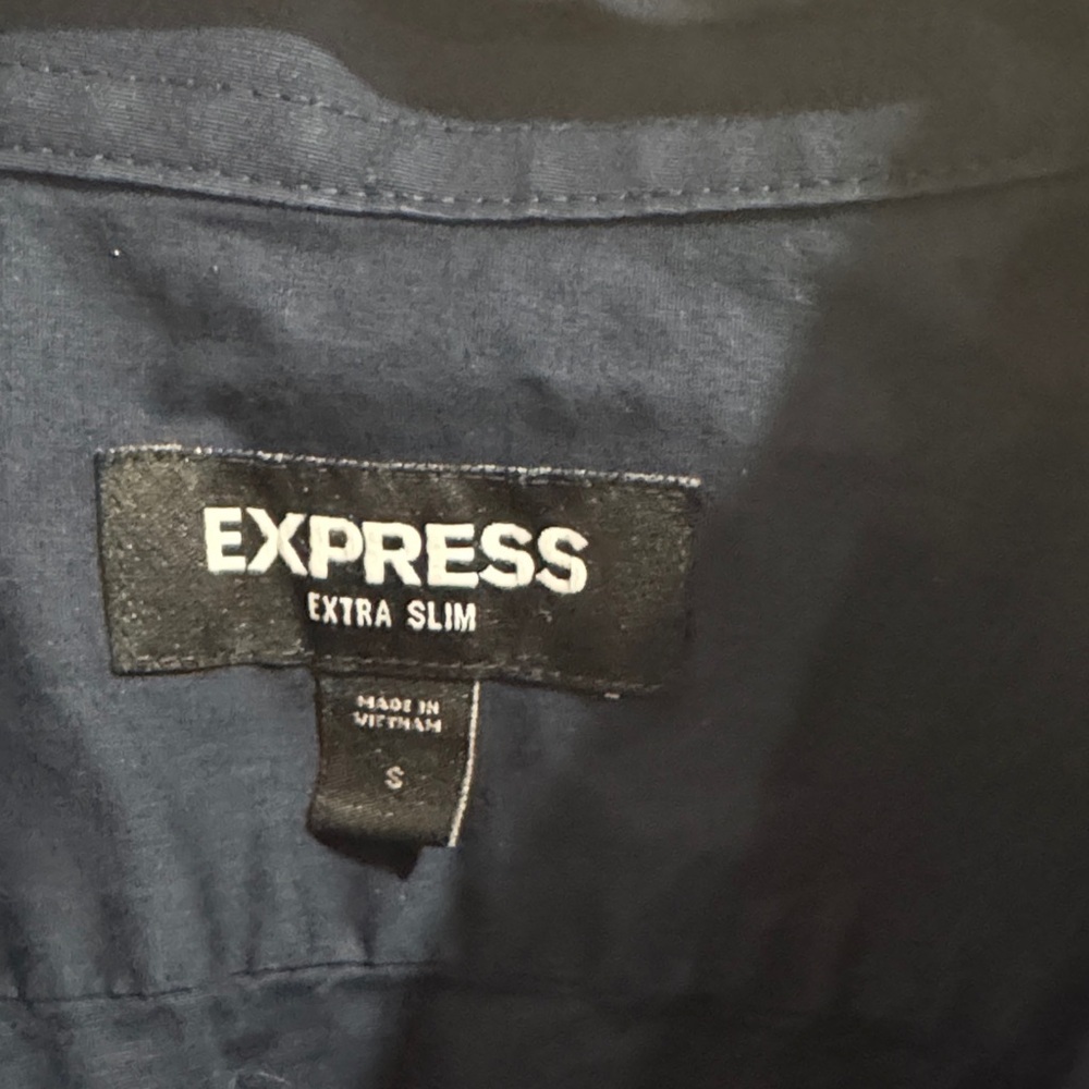 Express Men's Extra Slim Navy Blue Shirt size Small - Picture 3 of 5